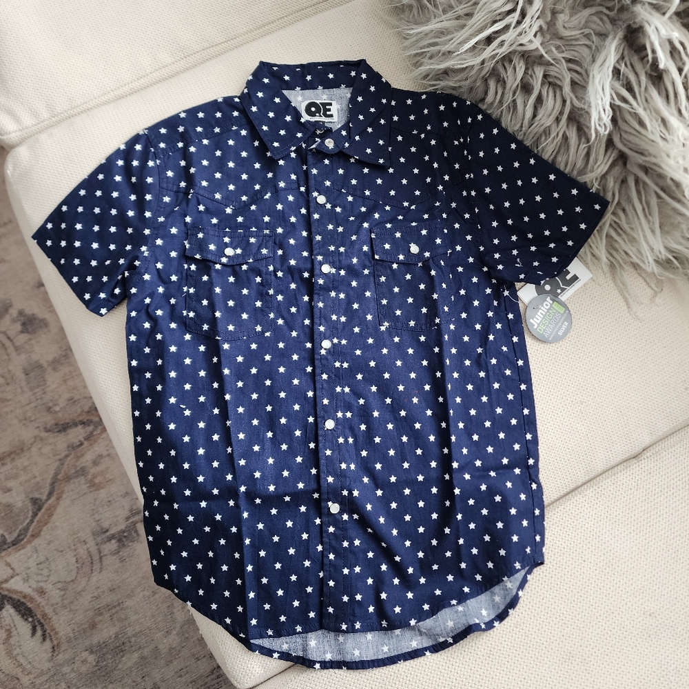 Question Everything Navy Top with Stars